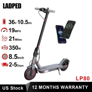 LADPED Electric Scooter 350W 19mph Max Speed Smart APP Control Scooter Shock-absorbing Anti-skid 8.5 inches Folding Waterproof E-Scooter
