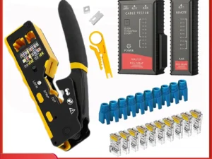 RJ45 Crimp Tool Kit Pass Through Cat6 Crimping Tool For Cat5 Cat5e Cat6 8P8C Connector, All-in-one Ethernet Crimper