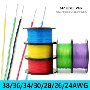 5/10/20M UL1423 PTFE Micro Fine Wire 38/36/34/30/28/26/24AWG PVDF Insulated Electronic Single Core Silver Plated Copper Cable