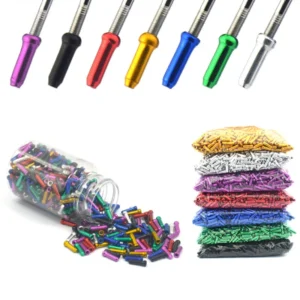 100PCS Bike Shift Brake Cable End Caps MTB Road Bike Shift Brake Inner Cable End Cap Aluminum Alloy End Cap Derailleur Wire Tips
