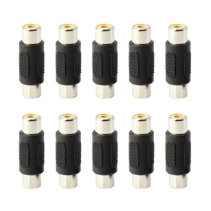 10Pcs/Set RCA Female to Female Jack Plug Connector Coupler Adapter Video Audio Extender Cord Cable Converter