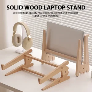 Solid Wood Laptop Stand Removable Vertical Bracket Cooling Base For Macbook Air Pro Accessories Convenient