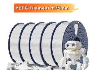 SUNLU 5KG PETG /Clear 3D Printer Filament 1.75mm 1000g Spool (2.2lbs) Neatly Arranged No Knot Filament Fit Most FDM Printer
