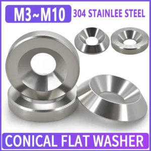 Concave and Convex Tapered Washers 304 Stainless Steel M3 M4 M5 M6 M8 M10 Conical Solid Countersunk Head Flat Gaskets 2~20Pcs