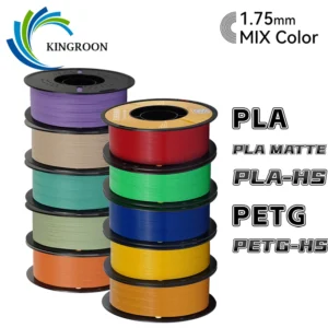 KINGROON 5KG(11LBS) PLA PETG HS-PLA HS-PETG Filament 1.75mm High Speed 3D Printer Material Matte PLA 1kg*5 Roll Mix Color New