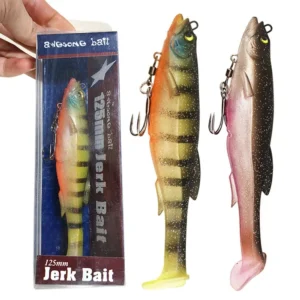 With Salwater Freshwater Hook Soft Fishing Lures 3D Eyes 9cm/9g 12.5cm/21g Simulated Fake Bait T Tail Silicone