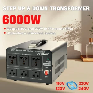Lvyuan Voltage Converter Transformer 700VA/3500VA/6000VA Heavy Duty Step Up/Down Transformer with US&UN Outlet 5V USB Port