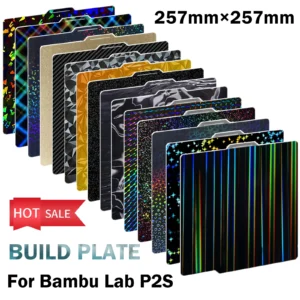 For Bambu Lab P2S Build Plate P1S X2D Pei Textured 257x257 H1H PEY Peo Sheet Spring Steel For Bambulab P2S Bamboo P1P Hot Bed