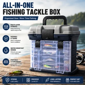 YJ 4-Tier Multi-Functional Fishing Handheld Storage Box Adjustable Dividers Portable Fishing Tackle Lure Tool Box Arts Crafts