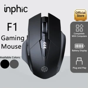 INPHIC F1 2.4G Wireless Mouse 500mAh Ergonomic Rechargeable Power Display Office Home Silent Laptop Desktop Computer Universal