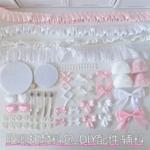 Barchito Color Material Package Set Collection Girls' Pink Bow Lace Accessories Pain Pack Supporting Accessories