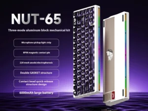 Weikav Nut65 Aluminum Mechanical Gaming Keyboard Kit Gasket Structure Leaf Spring FR4 Plate Tri Mode 6000mAh