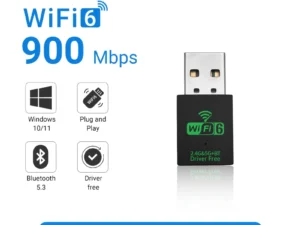 Bluetooth 5.3 AX900 Wifi 6 Adapter Mini USB WIFI 6 Dongle Network Card 2.4GHz Cle Wi-Fi Lan Adapter Driver Free PC Receiver