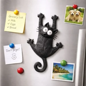 Creative & Cute Magnetic Cat Refrigerator Magnet — "Hang in There, Fridge Cat"