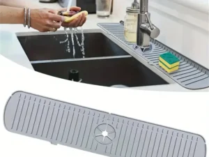 Silicone Drain Mat, Kitchen Faucet Sink Splash Guard,  Sink Draining Pad Behind Faucet,For Kitchen & Bathroom Countertop Protect
