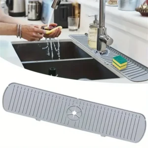 Silicone Drain Mat, Kitchen Faucet Sink Splash Guard, Sink Draining Pad Behind Faucet,For Kitchen & Bathroom Countertop Protect