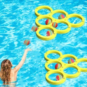 1+10pcs Swimming Pool Toss Game Set, Family Water Sports Floating Pool Toys, Throwing Game ,Suitable for Family Friends