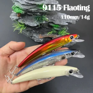 110mm 14g Big Minnow 3D Floating Minnow Wobbler Trolling Casting Fishing Seawater Bass Trout Isca Artificial Fishing Tackle 9115