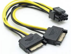 Dual SATA 15pin to 8pin Graphic Card Power Adapter Cable 20cm PCIE SATA Power Supply Cable 8p to SATA for Bitcoin Miner Mining