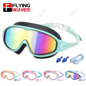 Large Frame Kids Swim Goggles 3-15YDS Boys Girls Youth Wide Vision Anti-UV Anti-Fog No Leak Soft Silicone Pool Swimming Eyewear