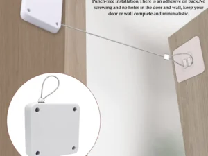 Punch-Free Automatic Sensor Door Closer Adjustable Surface Door Stop Bracket Pull Cord Door Closer for Residential Commercial