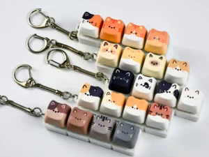 MAIMOOO Cute Cat Mechanical Keyboard Switch Tester Kawaii Keycap Keychain Creative Fidget Toy Bag Pendant Gifts for Kitten Fans
