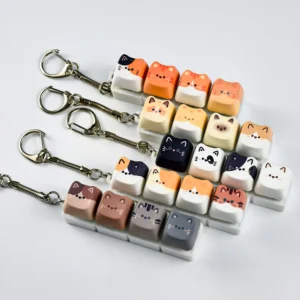 MAIMOOO Cute Cat Mechanical Keyboard Switch Tester Kawaii Keycap Keychain Creative Fidget Toy Bag Pendant Gifts for Kitten Fans