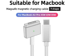 USB-C to MagSafe 2 T-tip Braided Charging Cable for MacBook Air/Pro, Fast Magnetic Charger Cord Compatible with 45W 60W 85W