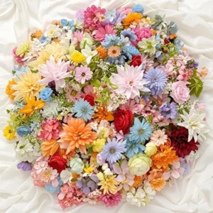 20/52Pcs Random Mix Artificial Flowers Silk Fake Flowers for Home Room Decor DIY Craft Gifts Accessories Bride Wedding Decor
