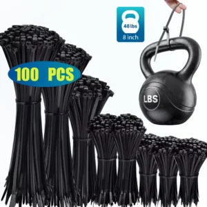Self-locking plastic nylon tie 100 PCS black 5x300cable tie fastening ring4x200 cable tie zip wraps strap nylon cable tie set