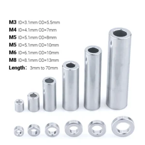 100Pcs M3 M4 M5 M6 M8 Aluminum Round Spacers Flat Washer Bushing Gasket Spacer Sleeve Non-threaded Standoffs Length 3mm to 70mm