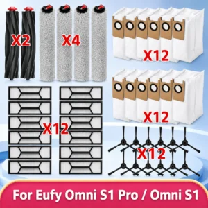 Compatible For ( Eufy Omni S1 Pro / Omni S1 ) Vacuum Parts Main Roller Side Brush Mop Cloth HEPA Filter Dust Bag Accessories