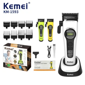 Komei Professional Hair Clipper F1 - Super Motor with External Brushless Trimmer, Men's Electric Shaver KM-1593