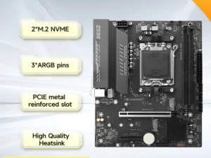 HUANANZHI B650M-B PRO AM5 M-ATX Motherboard Support Ryzen 7000-9000 Series DDR5 EXPO OC 6800MHz 2x PCIe 4.0 M.2 Slots ARGB Ready