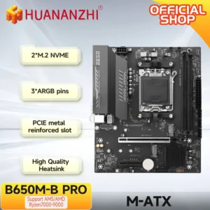 HUANANZHI B650M-B PRO AM5 M-ATX Motherboard Support Ryzen 7000-9000 Series DDR5 EXPO OC 6800MHz 2x PCIe 4.0 M.2 Slots ARGB Ready