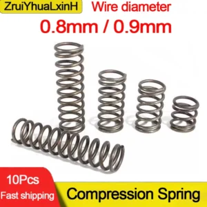 10Pcs/Lot 0.8mm 0.9mm Micro Small Compression Spring OD 5/6/7/8/9/10/11/12/13/14/15/16mm Length 5mm to 50mm