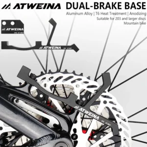 ATEWINA MTB Dual Disc Brake Adapter Kit CNC Aluminum Alloy Post Mount for 203mm+ Rotors and Oil Pipe Divider