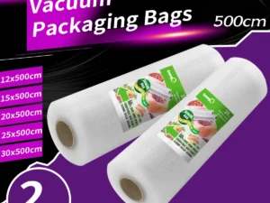 2 rolls of 500cm long textured rolls, vacuum compressed bags, single-sided mesh food vacuum packaging rolls, 2 packs