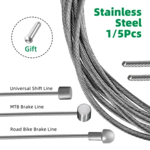 1/5Pcs Stainless Steel Brake Inner Cable Line MTB Mountain Road Bicycle Bike Derailleur Shift Wire 2100mm/1700mm/1550mm/1100mm
