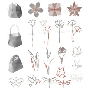 Piggy Craft metal cutting dies cut die mold Flower Butterfly Bag Series Scrapbook paper craft knife mold blade punch stencils