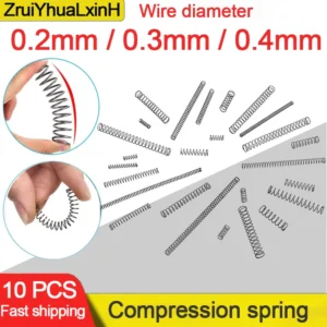 10pcs/Lot 0.2mm 0.3mm 0.4mm Micro Small Compression Spring OD 2/3/4/5/6/7/8/9/10mm Length 5mm to 50mm