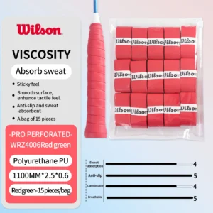 15PCS Wilson Tennis Racket Overgrip Sweat Band Absorption Grip PU Racket Handle Grip Tennis Griptape Padel Grip PRO