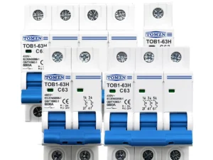 TOMZN AC MCB TOB1-63H C Curve 230/400V~ 50Hz/60Hz Mini Circuit Breaker 1P 2P 3P 4P 3A 6A 10A 16A 20A 25A 32A 40A 50A 63A