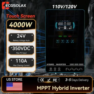 ECGSOLAX 4KW Hybrid Solar Inverter 24V 110V/120V Pure Sine Wave Hybrid inverter With MPPT 110A Charging Controller Max PV 350VDC