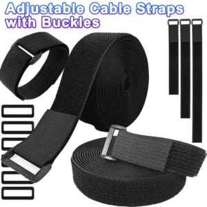 1/2/5Meter Adjustable Cable Straps with Buckles Reusable Fastening Cable Ties Hook and Loop Securing Strap for Cord Organiser