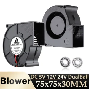 Gdstime 7530 Radial Fan DC 5V 12V Blower Fan 24V 7cm Dual Ball Centrifugal Radial Fan USB Flow Cooler Air Cooler Fan Mini PC Fan