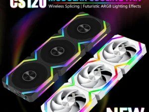 JUMPEAK CS120 ARGB Cooling Fan 360mm 240mm Modular Stackable Splicing PWM Silent 120mm RGB Fans For Gaming PC Case Water Cooler