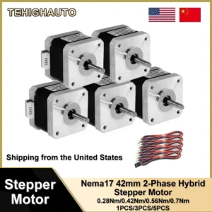 Nema17 42mm Open-loop Stepping Motor 2PH 34/40/48/60mm Length 4-Lead 0.28/0.42/0.56/7Nm 1/3/5PCS for DIY 3D Printer