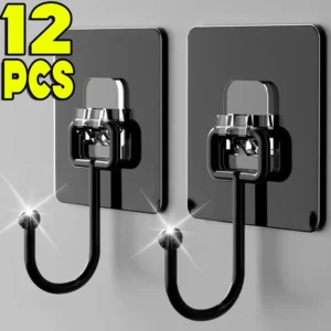 1/12pcs Self Adhesive Hooks Non-Punching Strong Sticky No Trace Wall Hook for Kitchen Bathroom Towel Bags Storage Hanging Holder