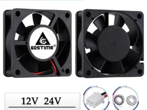 2 Pcs Gdstime 60x60x20mm 6020 12V 24V Dual Ball 3D Printer Cooler Fan 60mmx20mm Brushless Machine Equipment DC Motor Cooling Fan